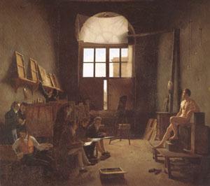 Leon-Matthieu Cochereau Interior of the Studio of David (mk05) France oil painting art